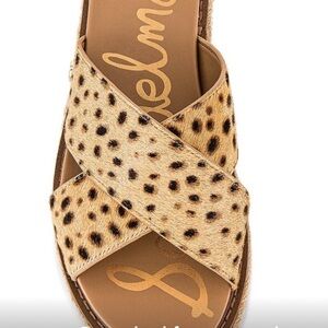 Sam Edleman Korina Tan Multi Cheetah Print Leather Sandal Espadrilles